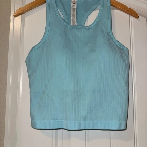 Lululemon Ebb to Street Cropped Racerback Tank Top in Icing Blue. Size 10. - Picture 1 of 2